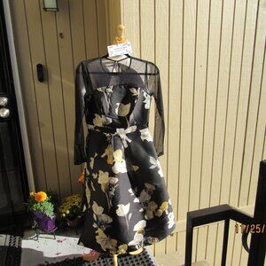 #499  WOMAN'S BLACK FLORAL FULL SKIRT DRESS BY COAST  (SIZE 6US /10UK)